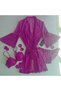 Women's Dowry and Bridal Trunk Set, Tulle Transparent Purple Color Bra, Slip and Dressing Gown 3-Piece Package Bb2685 - 4