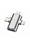 محول USB OTG 3 في 1 - USB إلى Type-C، Lightning و Micro USB - فضي - 2