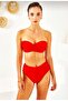 Model Strapless High-Waisted Bikini Set with Empty Cups - 3