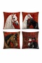 Ethnic Themed Horses Patterned 4-Piece Throw Pillow Cover Set - 3