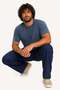 Men's Large Size Linen Trousers with Side Pockets 11931 Navy Blue - 3
