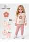 Floral Embroidered 100% Cotton Girls' Crew Neck Top and Bottom Baby Kids Set - 3