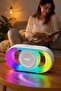 مكبر صوت بلوتوث محمول مع إضاءة LED ملونة وصوت محيطي 360 درجة مع تعزيز الباس قابل لإعادة الشحن