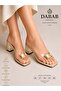 Andy Women's Transparent Banded Stone Buckle Square Toe Beige 7 cm Thick Heeled Slippers