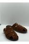 Luna Taba Suede Belt Detailed Gold Buckle Flat Sole Summer Comfortable Women's Slippers - 6