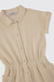 Girl's Beige Jumpsuit with Pockets - 3