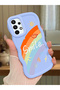 Samsung Galaxy A73 Compatible Case Camera Protector Blue Silicone Couple Phone Case Rainbow Pattern