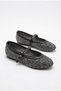 027-218 Tulle Stone Embroidered Comfortable Flexible Buckle-Strapped Women's Ballerinas