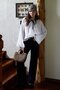 Collar Pleated Detailed Muslin Shirt White - 2