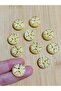 Patterned Cardigan Vest Button 18 mm 10 Pieces Yellow - 3