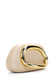 Gold Ring Detailed Faux Leather Women's Evening Dress Bag Sydney Cream - 2