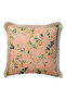 Exotic Bird Botanical Fringe Pillowcase - Elegant Spring Salmon Green Mink Tassel Throw Pillow Cover - 7