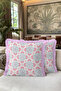 Tile Patterned Elegant Fringed Pillowcase - Ottoman Bohemian Blue Cream Pink Tassel Throw Pillow Cover - 5
