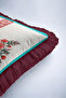 Floral Patterned Bohemian Chic Fringed Pillowcase - Ethnic Floral Modern Burgundy Tassel Throw Pillow Cover - 8