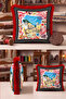 Sea-Themed Coral Patterned Fringed Pillowcase - Mediterranean Red Burgundy Tasseled Throw Pillow Cover - 7