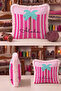 Aloha Tropik Palm Stripes Fringed Pillowcase-Summer Seaside Turquoise Cream Tassel Throw Pillow Cover - 3