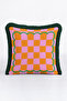 Plaid Geometric Retro Fringed Pillowcase-Wavy Boho Pink Orange Black Tassel Throw Pillow Cover - 5