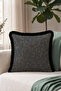 Botanical Branch Motif Fringed Pillowcase - Elegant Nature Anthracite Mink Black Tassel Throw Pillow Cover - 4