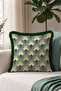 Art Deco Fan Pattern Fringed Pillowcase-Geometric Vintage Modern Black Tassel Throw Pillow Cover