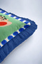 Floral Pattern Colorful Fringed Pillowcase - Artistic Botanical Green Navy Blue Tassel Throw Pillow Cover - 8