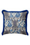 Exotic Tiger Jacquard Fringed Pillowcase-Authentic Bohemian Blue Cream Navy Blue Tassel Throw Pillow Cover - 5
