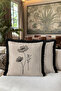 Elegant Botanical Fringe Pillowcase with Floral Pattern - Minimal Floral Beige Black Tassel Throw Pillow Cover - 5