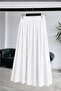 Women's White Aerobin Skirt with Elastic Waist and Pockets