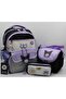 495 Waterproof Fabric Girls' Primary School Bag Patterned 3-Piece Set School Bag Black-Lilac - 2