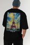 Eiffel Tower France Black Oversize Country City Back Printed Unisex T-Shirt 100% Cotton Premium - 7
