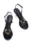 Women's Sandals with Back Strap and Gold Buckle 3113 Black - 3