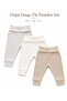 3-Piece Baby Girl Pants Set with Lycra Ribbed Elastic Waist and Cuffed Legs