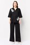 Women 2 Pieces Embroidered Shirt And Palazzo Pants Set, Black