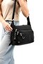 Women's Black Shoulder Bag, Multi-Compartment Strap Crossbody Bag, Lightweight Original Crinkle Waterproof Fabric, 25X13Cm