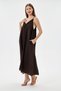 Brown Italian 100% Linen Long Linen Dress with Tassels and Adjustable Shoulder Straps Size 40 - 46 - 2