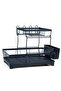 Beram Dish Drying Kitchen Rack, Stainless Steel 2 Tier Stand, Counter Organization with Drainboard, Utensil Holder, Rust-Resistant, Black