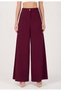 Elastic Waist Women's Burgundy Trousers Wide Leg Non-See-Through Fabric - Women's Hijab Fabric Trousers