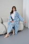 Women's Bead Embellished Denim Kimono Cardigan and Denim Trousers Set - 7