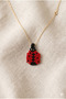 Handmade Miyuki Ladybug Figured Special Design Necklace with Steel Chain - 2