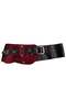 Cecily Burgundy Nubuck Black Leather Bohemian Belt with Staple Detail