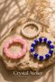 Navy Blue Pink White Pearl Striped Elastic Fishing Line Ring Women's Handmade Minimal Design - 4