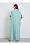 Green Kaftan Maxi Dress With Lace Embroidery - 5