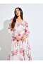 Floral Print Long Sleeves A-Line Maxi Dress - 2