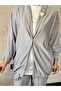 250339 Striped Stylish Pants Jacket Suit Gray - 2