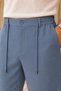 Men's Regular Fit Linen Look Elastic Waist Lace-Up Indigo Bermuda Shorts - 4