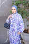 Purple Half Buttoned Sleeves Elastic Skirt Layered Viscose Dress - 3