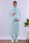 Long Robe Maternity Pajama Set with Hijab and Breastfeeding Feature Effortt - Turquoise - 5