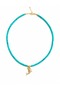 Turquoise Beaded Zircon Stone Dolphin Charm Necklace