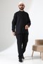 Men's Muslin Hakim Collar Shirt and Pants Two-Piece Set Hajj and Umrah Outfit - Black (Cnr) - 2