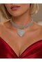 Heart-Shaped Stone Choker Necklace – Stylish Women's Neck Chain with Shiny Crystal Stone Detail