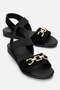 Single Buckle Ribbed Women's Sandals Black